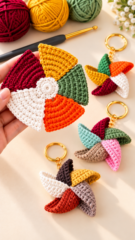 Rainbow Star Keychain Free Crochet Pattern for Scrap Yarn
