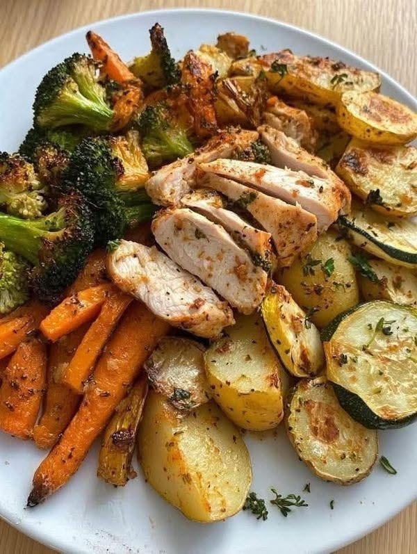sheet pan chicken potatoes and broccoli