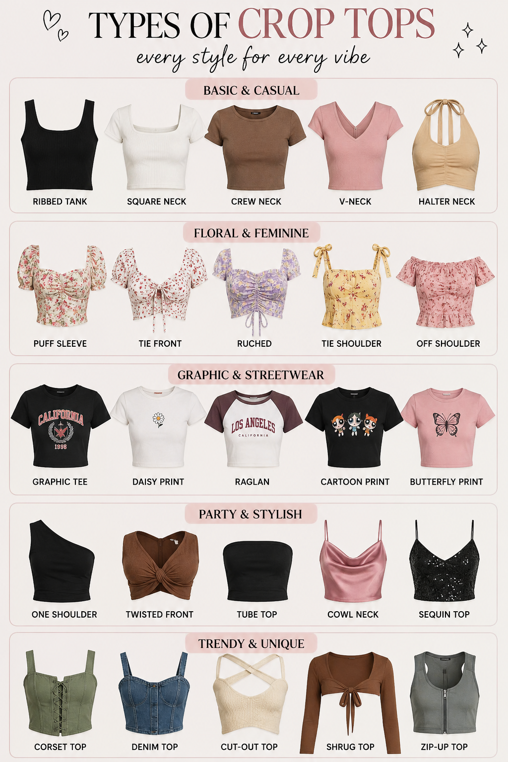 types of crop tops