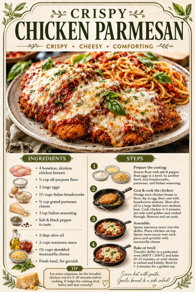 Crispy Chicken Parmesan – Easy Cheesy 40-Minute Dinner