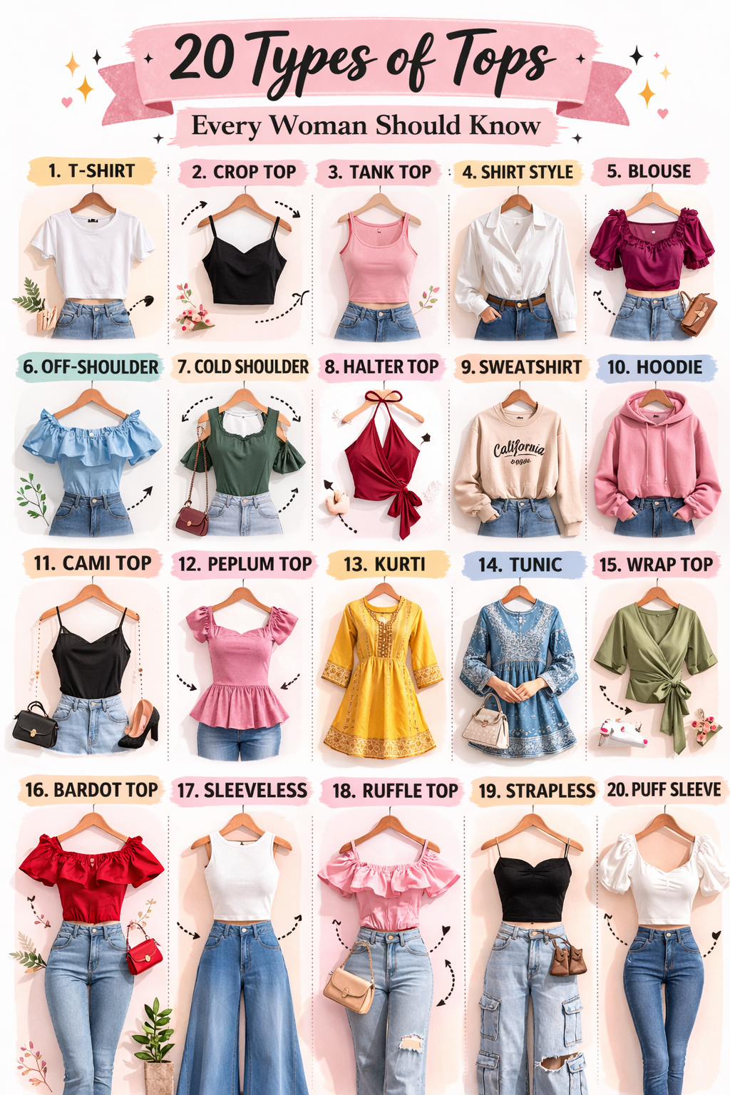 types of women's tops