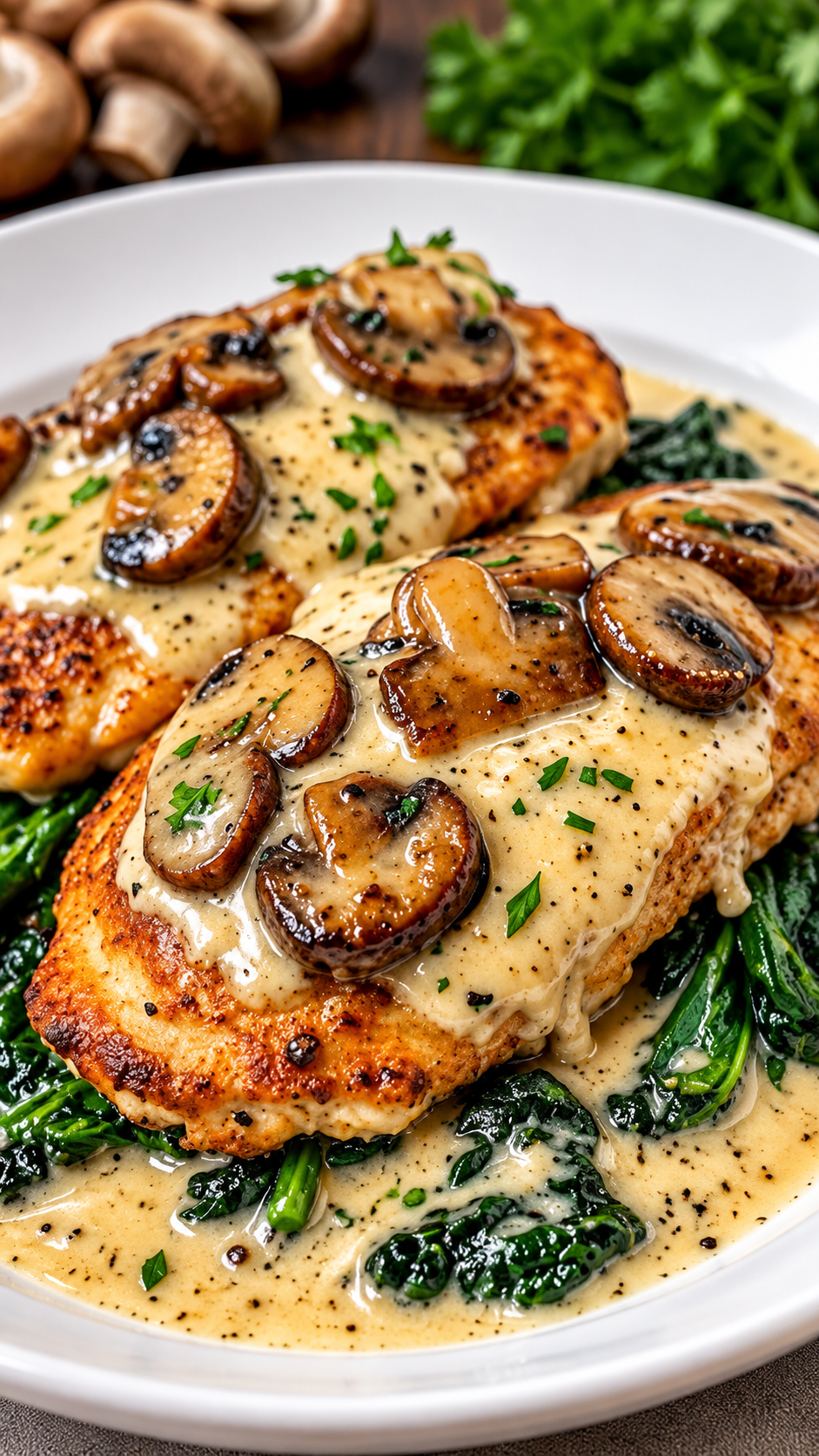 chicken spinach and mushroom bake