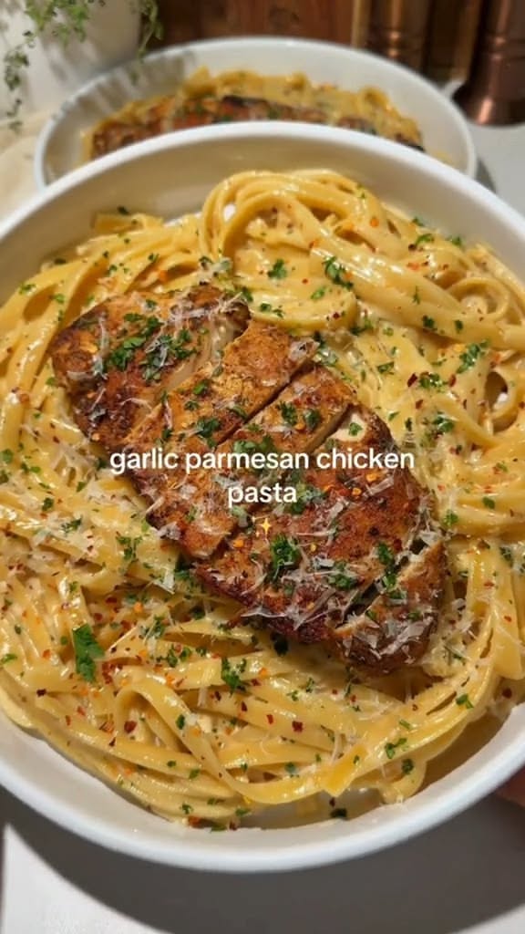garlic parmesan chicken pasta recipe