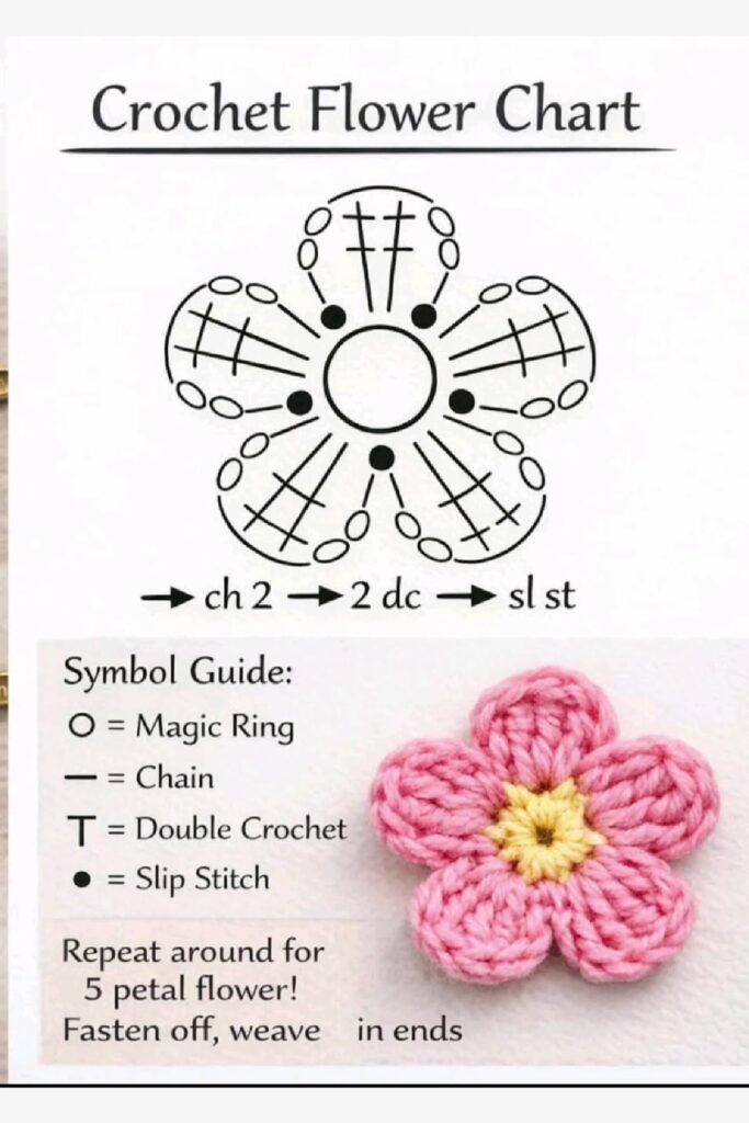 Easy Crochet Flower Pattern for Beginners: Free Applique