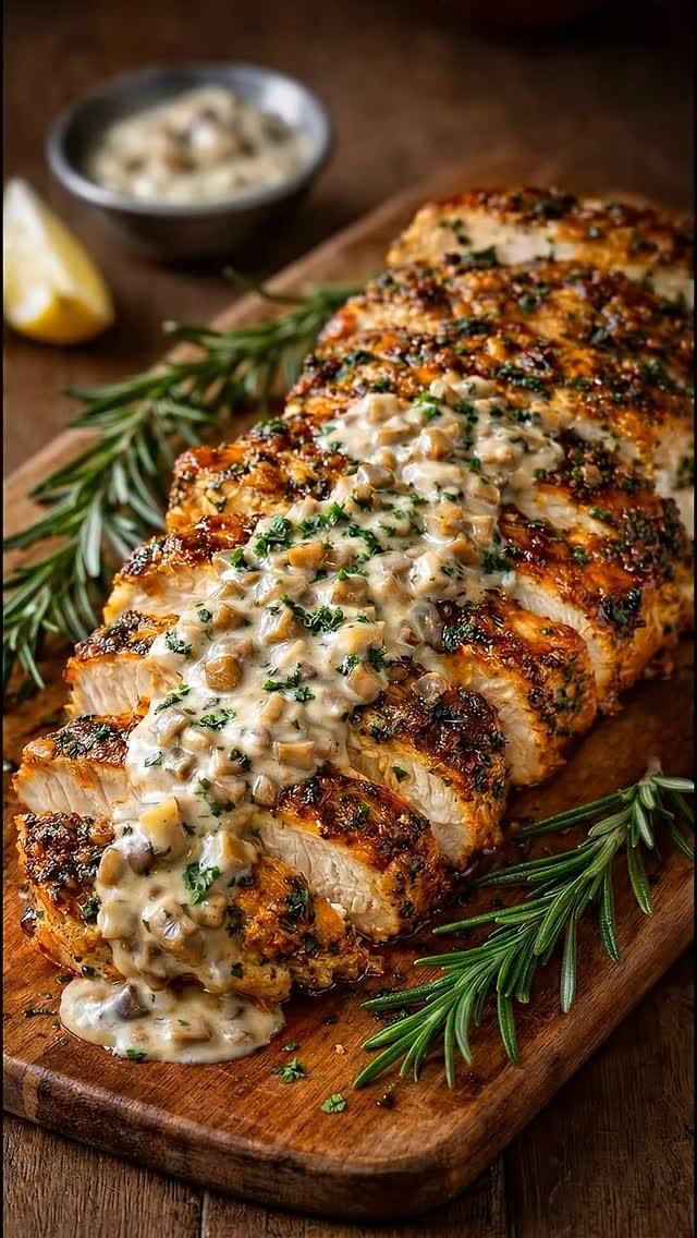 herb roasted chicken with mushrooms