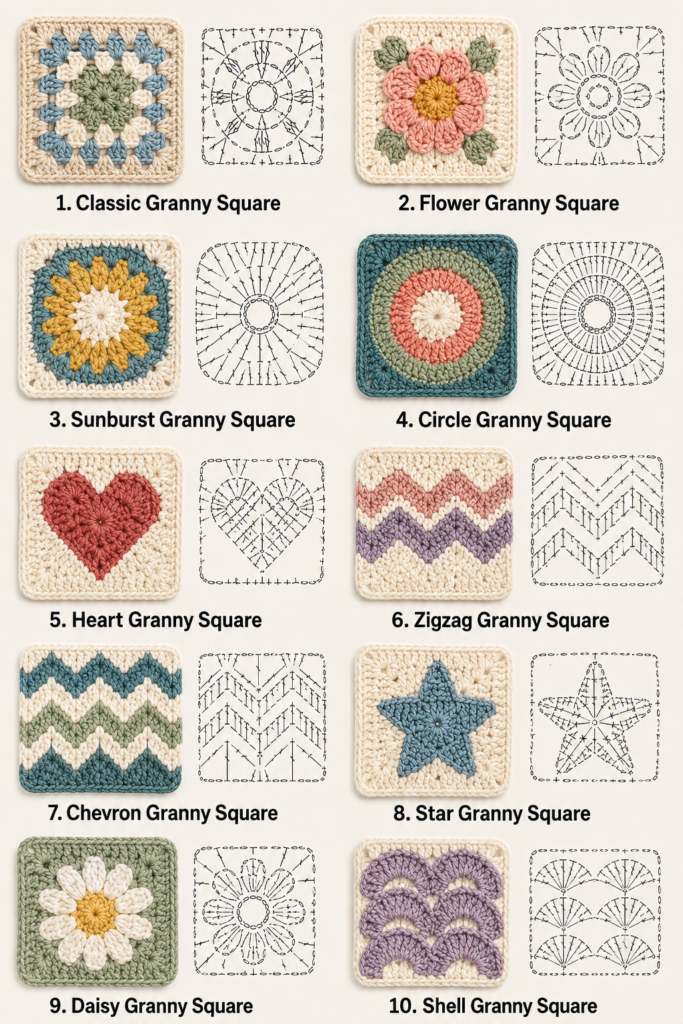 Circle-in-a-Square Granny Square Free Crochet Pattern
