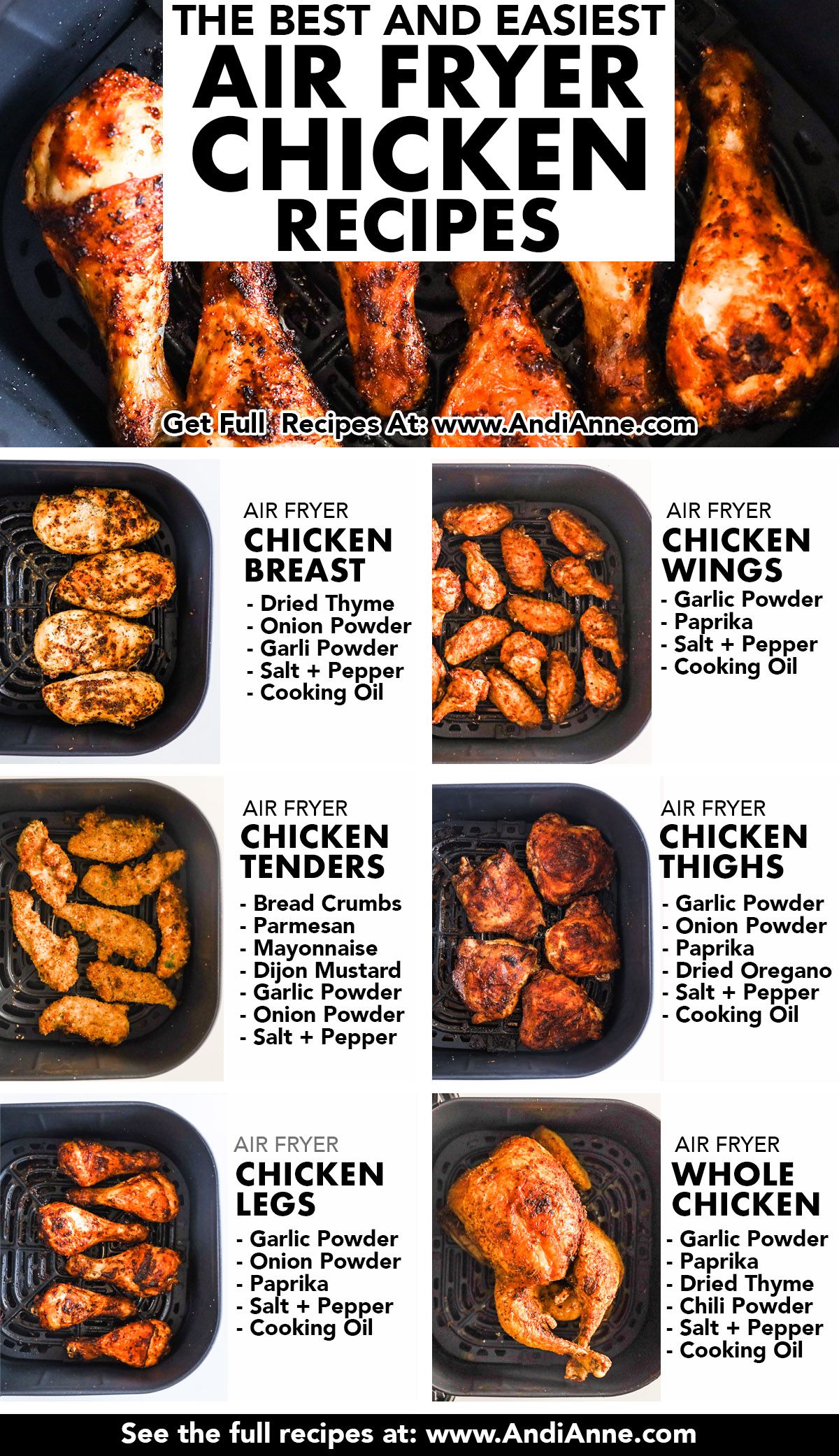 air fryer chicken recipes for easy dinners