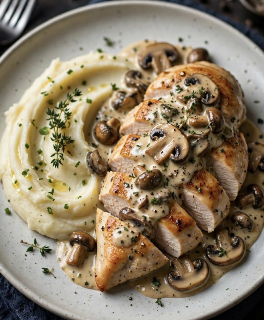 Chicken with Mushrooms and Mashed Potatoes – Creamy Comfort