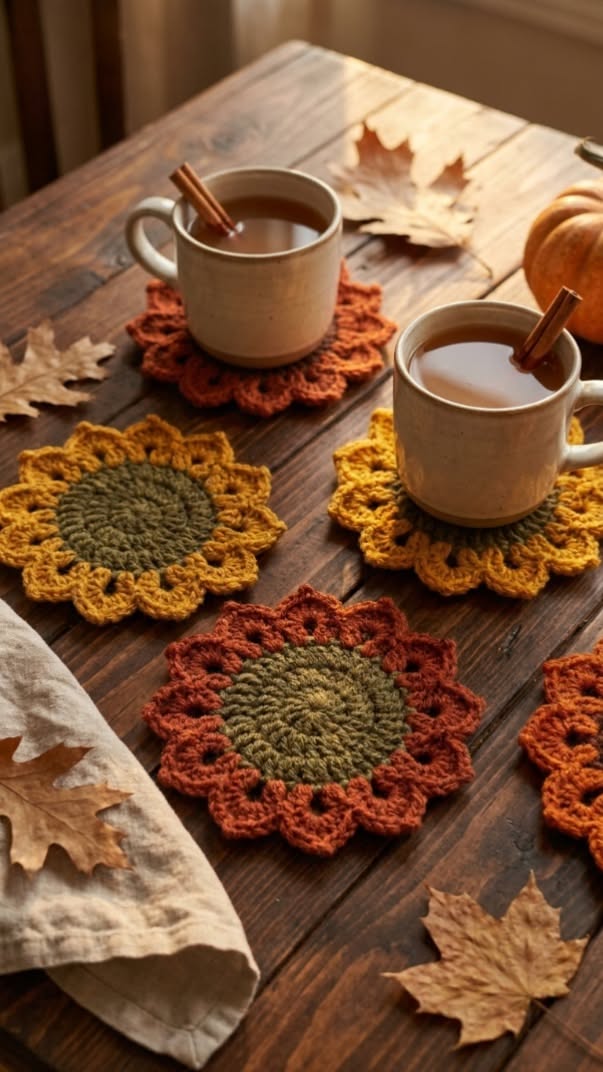 sunflower coaster crochet pattern