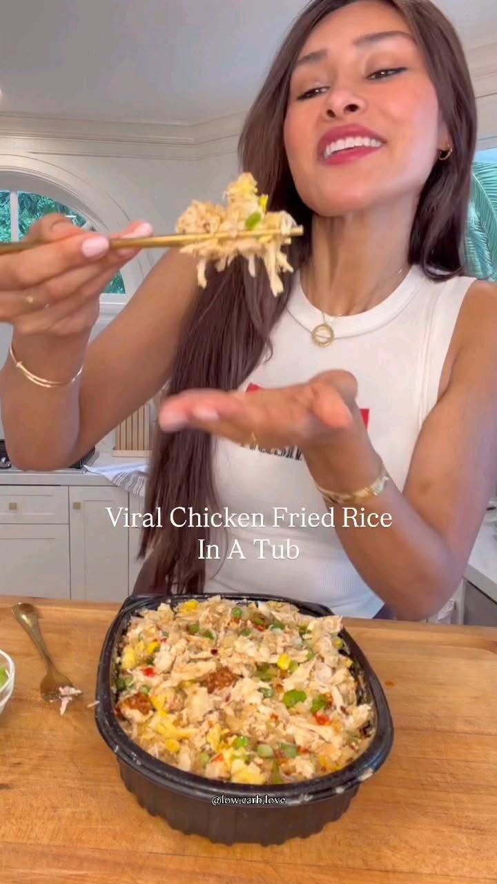 viral chicken fried rice in a tub